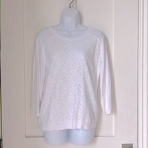 August Silk Women’s Long Sleeve Lace Detail Crew Neck Knit Summer Nights Top XL